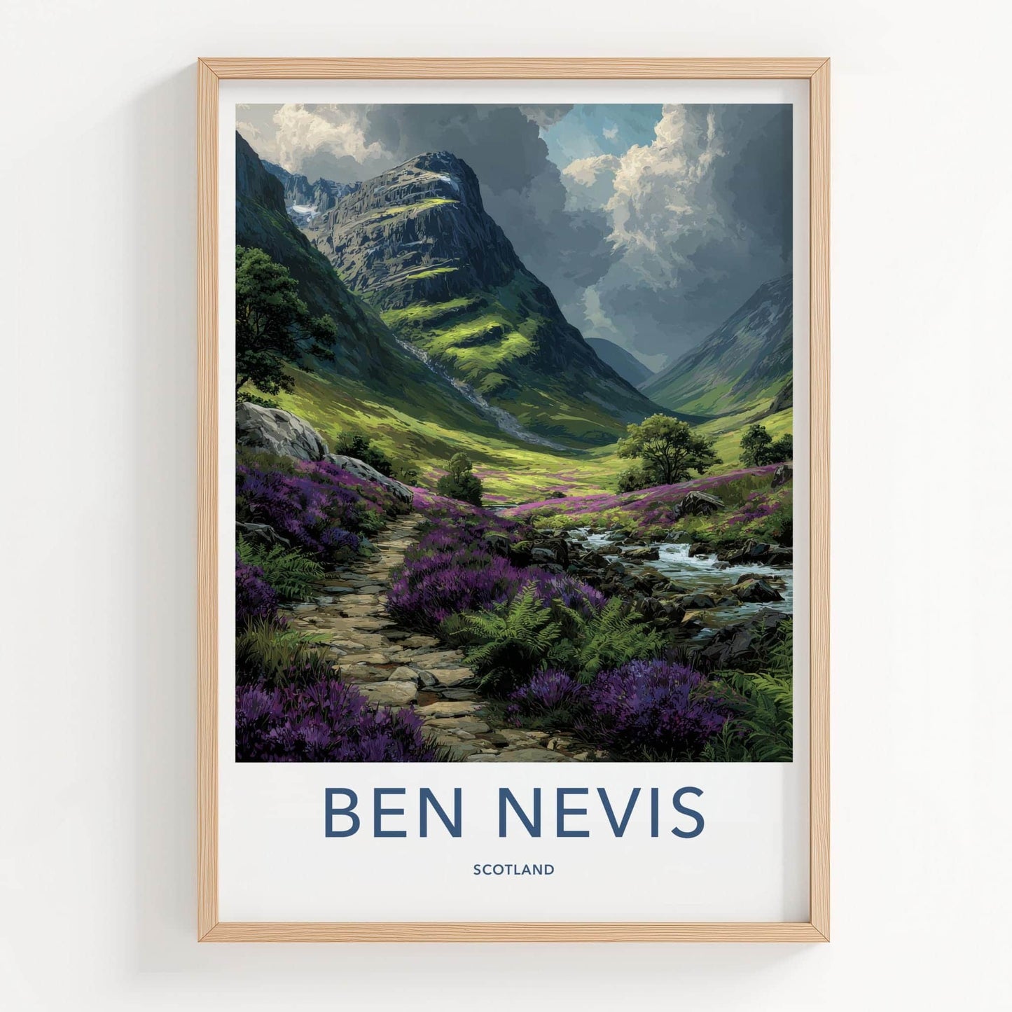 Ben Nevis Poster - Scotland Scenic Art - Heather Valley Mountains Wall Decor
