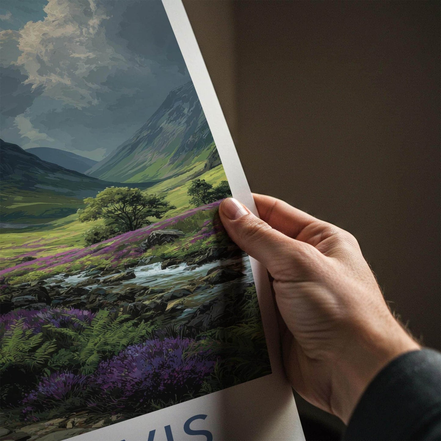 Ben Nevis Poster - Scotland Scenic Art - Heather Valley Mountains Wall Decor