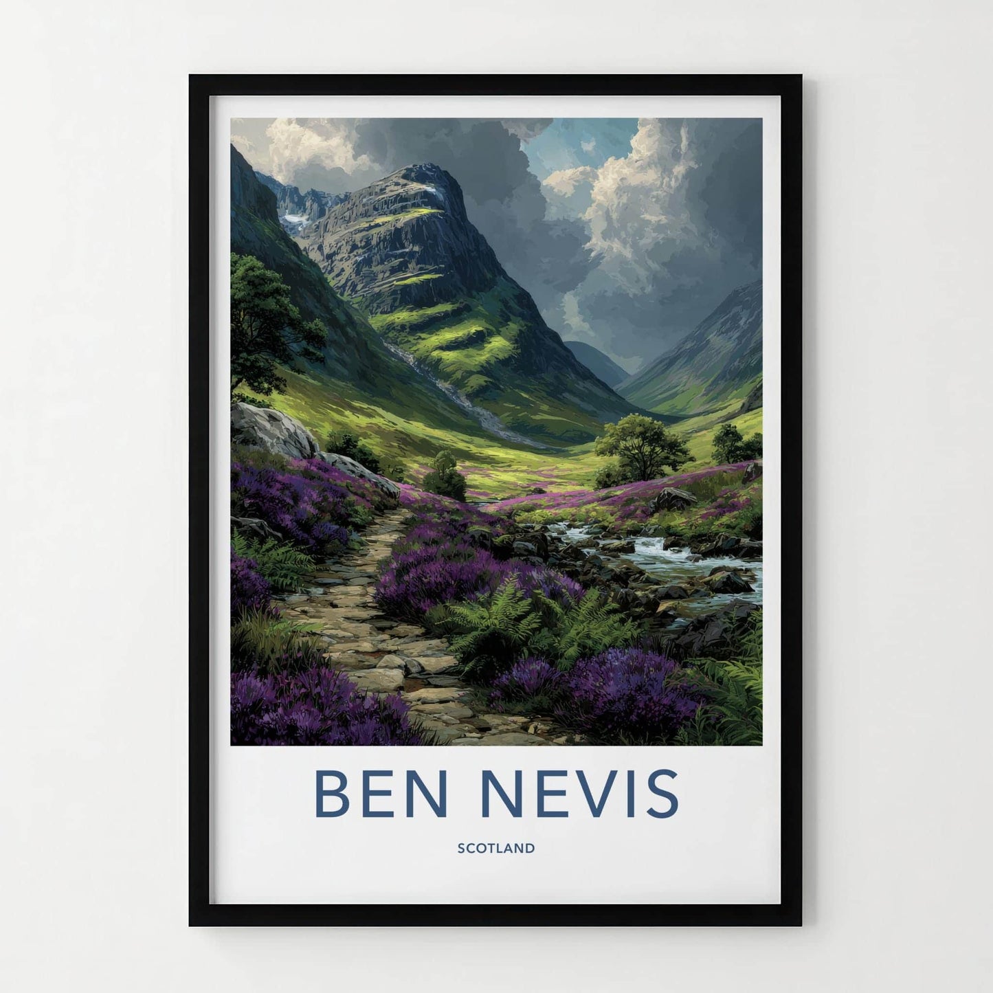 Ben Nevis Poster - Scotland Scenic Art - Heather Valley Mountains Wall Decor