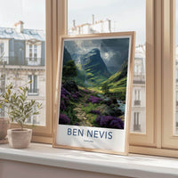 Ben Nevis Poster - Scotland Scenic Art - Vibrant heather path Home Decor