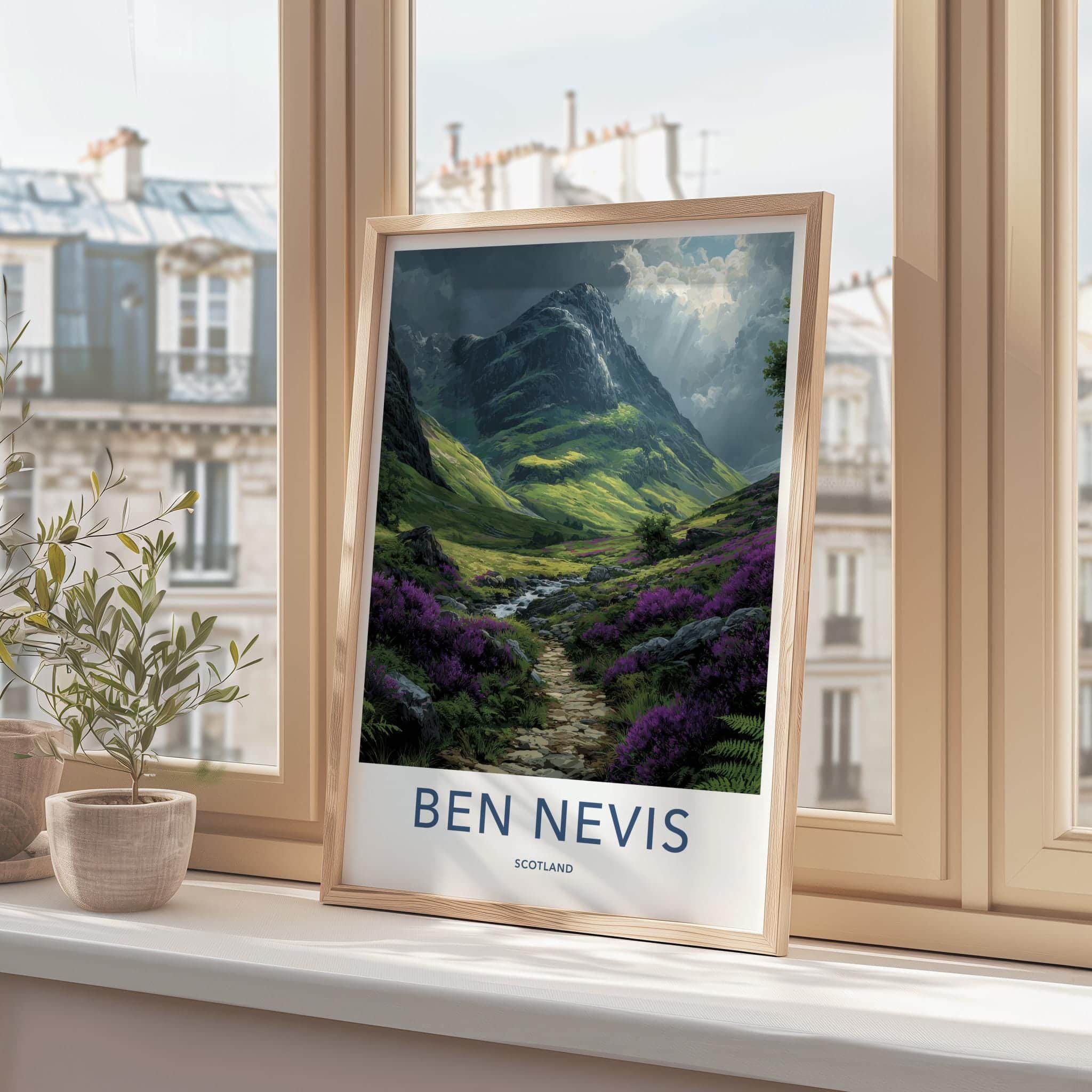 Ben Nevis Poster - Scotland Travel Art - Dramatic Highland Valley Wall Decor