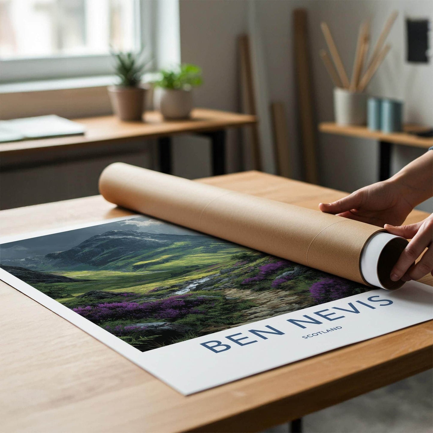 Ben Nevis Poster - Scotland Travel Art - Dramatic Highland Valley Wall Decor
