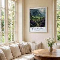 Ben Nevis Poster - Scotland Travel Art - Heather Mountain Path Wall Decor