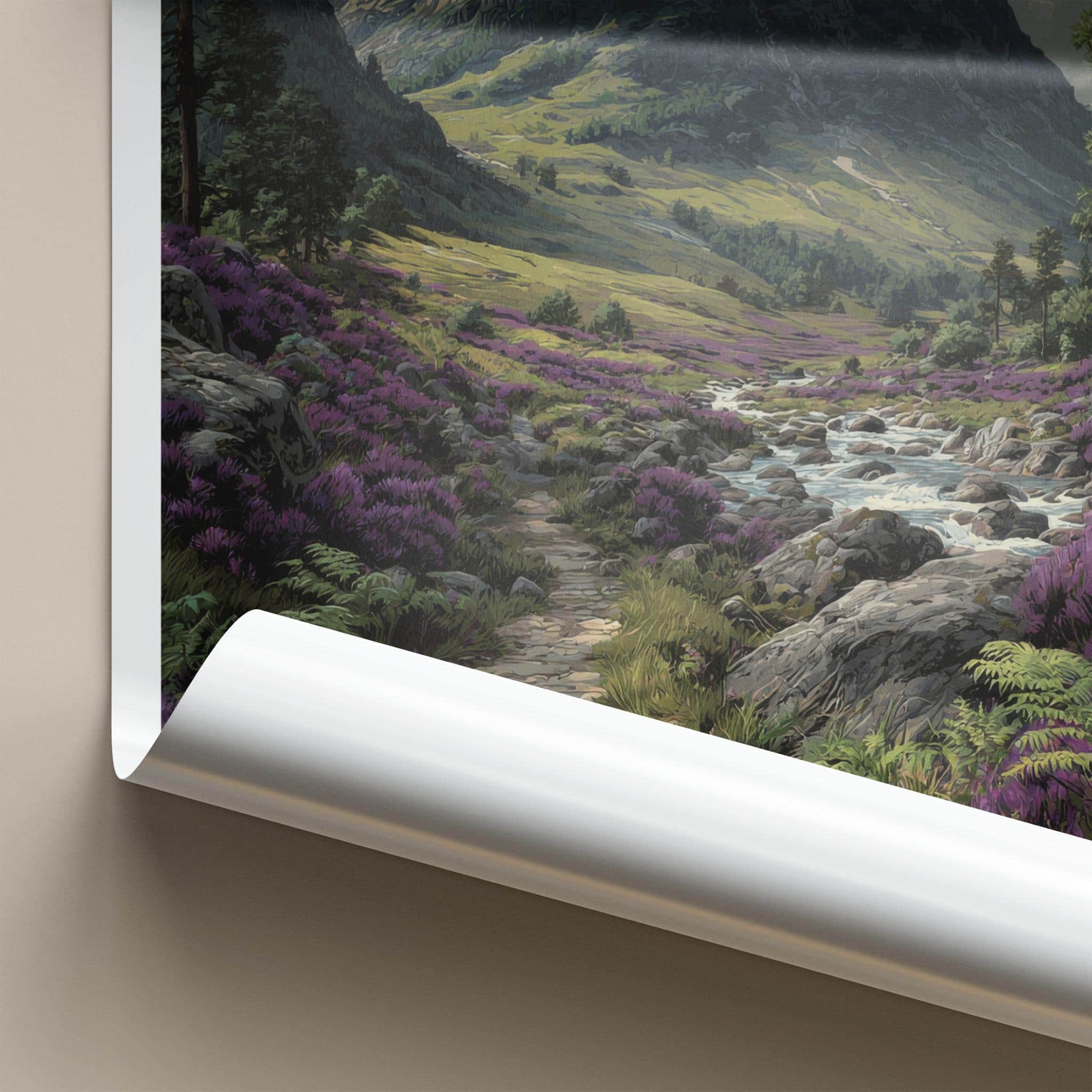 Ben Nevis Poster - Scotland Travel Art - Heather Mountain Stream Wall Decor