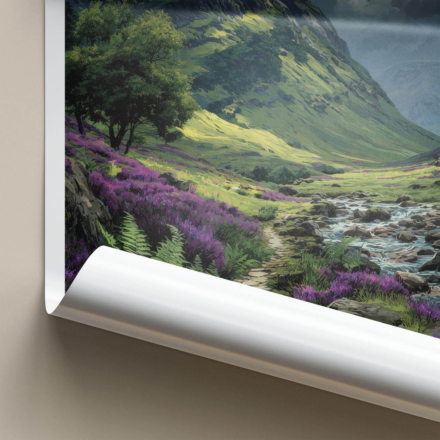 Ben Nevis Poster - Scotland Travel Art - Heather Path Stream Wall Decor