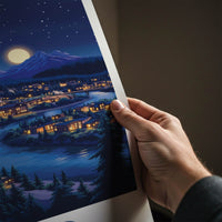 Bend Poster - Oregon Framed Art - Moonlit River Town Gallery Art