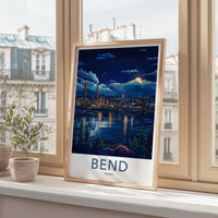 Bend Poster - Oregon Wall Art - Moonlit Industrial Town Home Decor