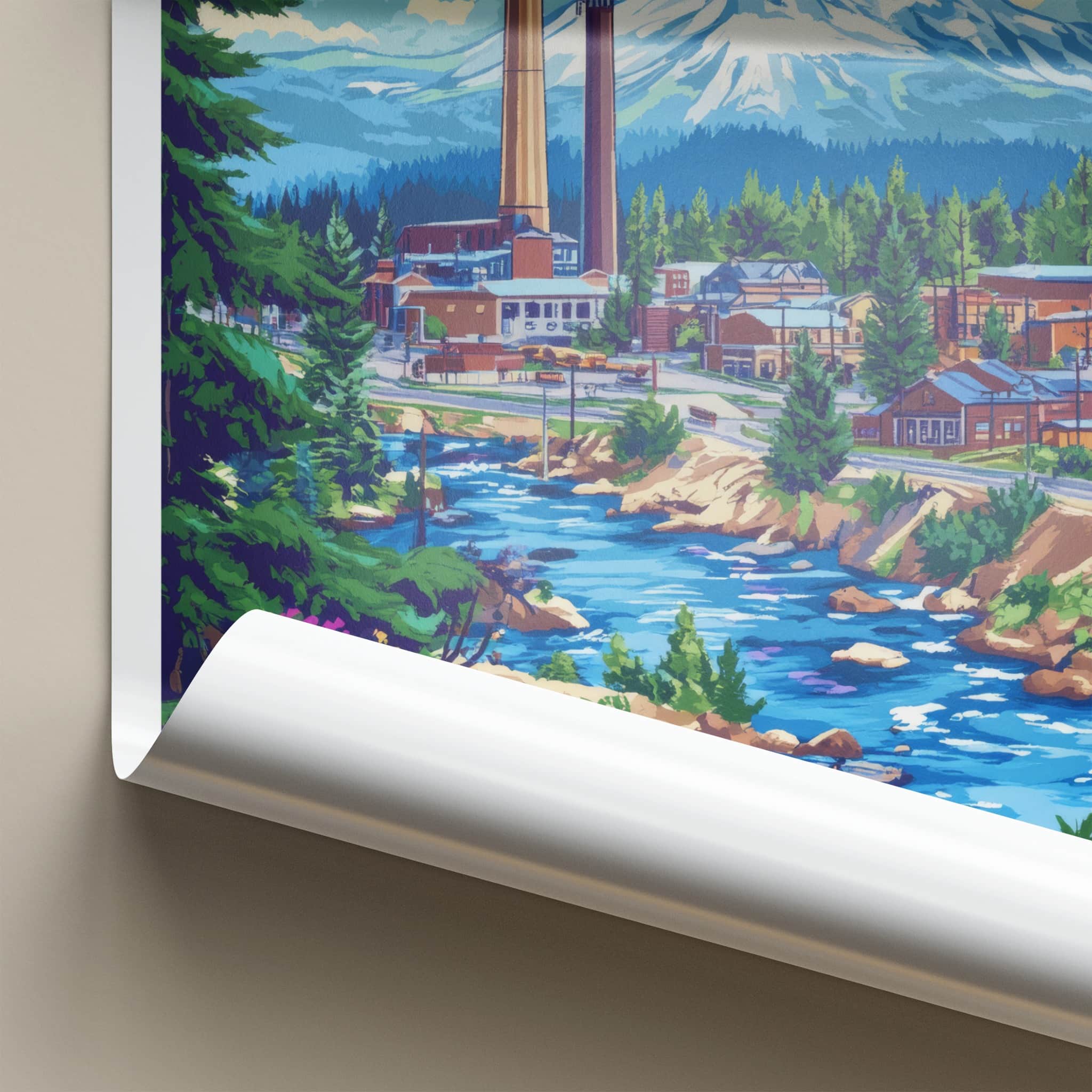 Bend Poster - Oregon Wall Art - Mountain River Town Home Decor