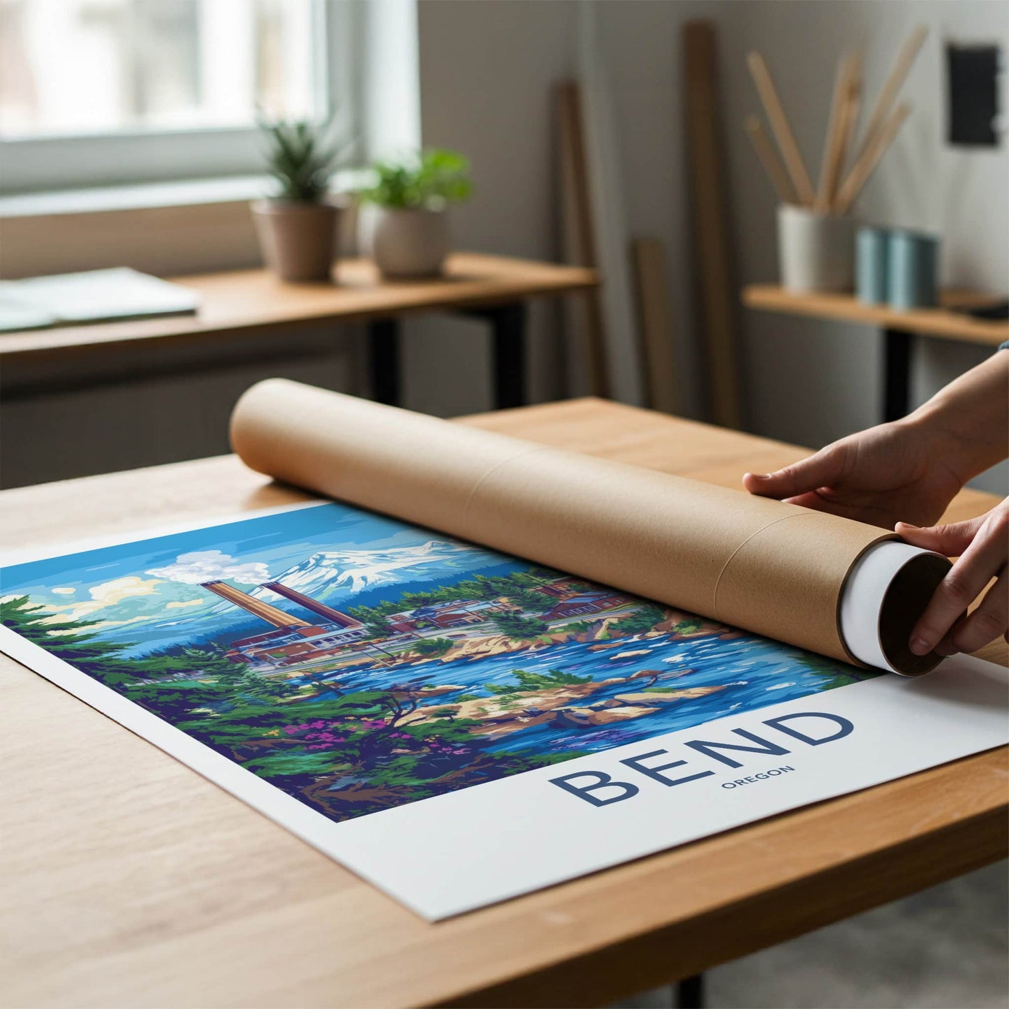 Bend Poster - Oregon Wall Art - Mountain River Town Home Decor