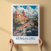 Bengaluru Poster - India Framed Print - Karnataka Busy Street Lounge Decor