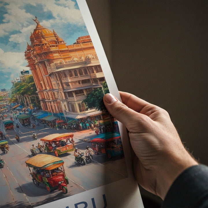 Bengaluru Poster - India Travel Art - Karnataka Vibrant City Life Home Decor