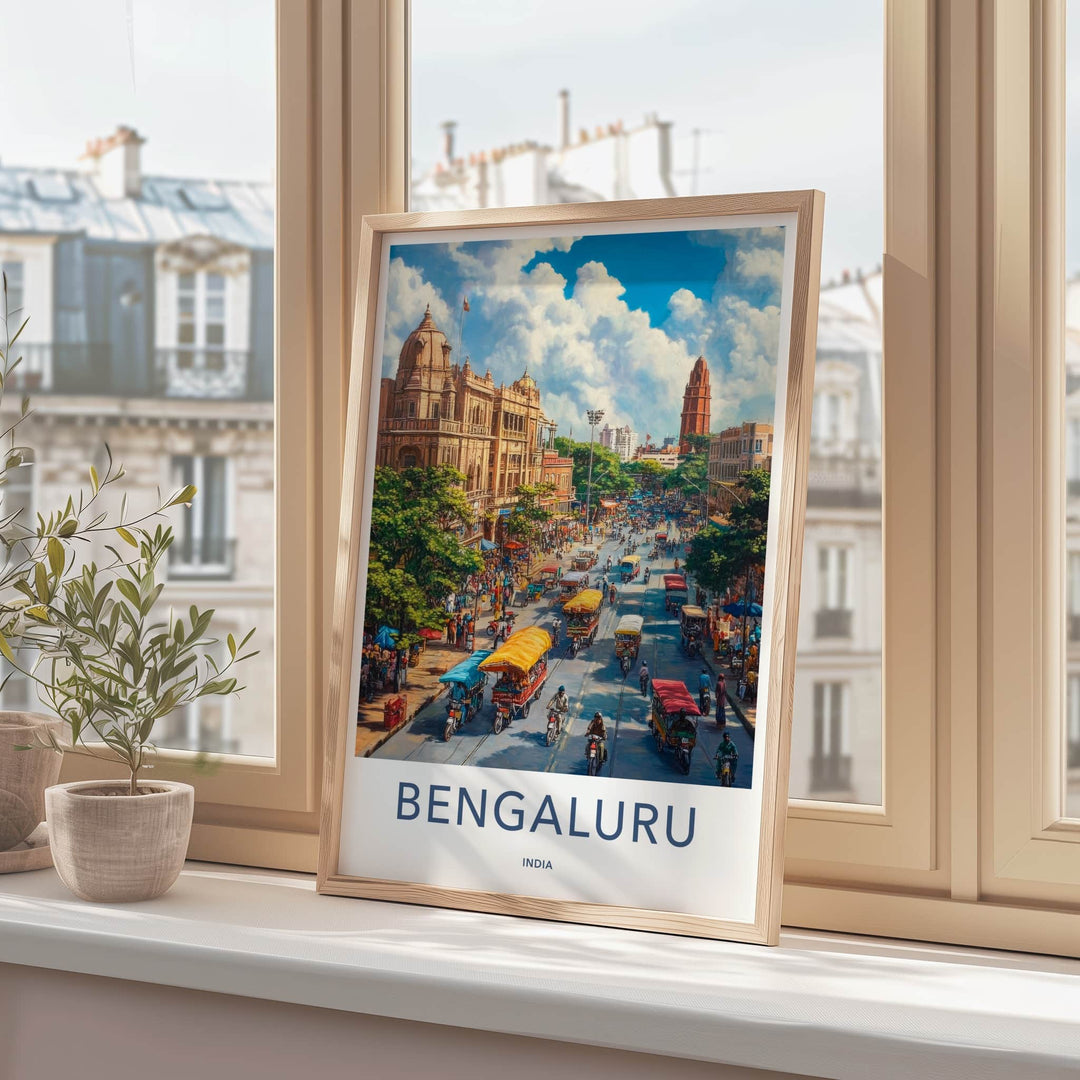 Bengaluru Poster - India Travel Art - Karnataka Vibrant Urban Scene Home Decor