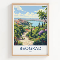 Beograd Poster - Serbia Travel Art - Historic City River View Home Decor