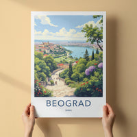 Beograd Poster - Serbia Travel Art - Historic City River View Home Decor