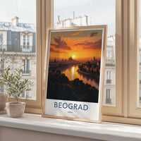 Beograd Poster - Serbia Travel Art - Vibrant City Sunset Wall Decor