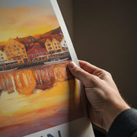 Bergen Poster - Norway Travel Art - Vibrant City Reflections Home Decor