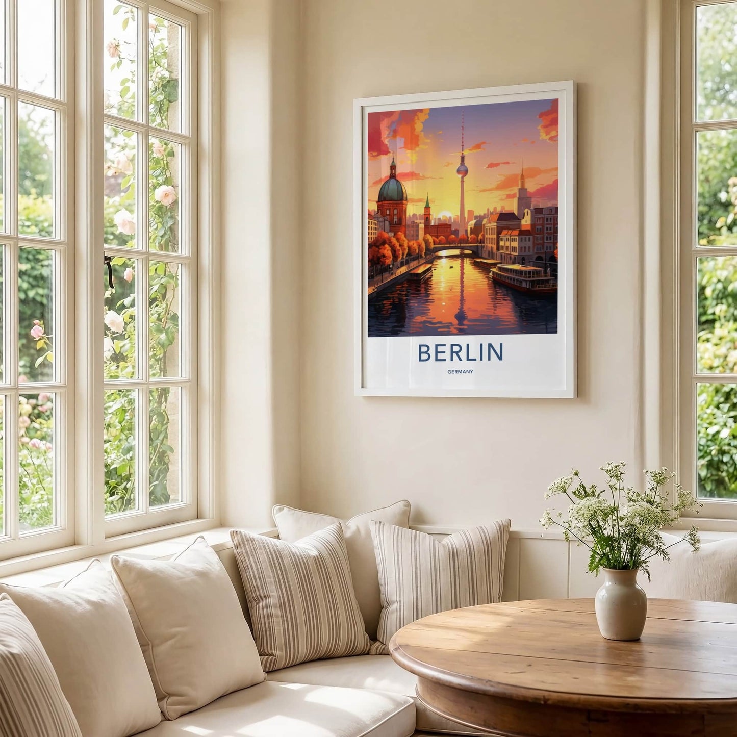 Berlin Poster - Germany Framed Art - City Skyline Sunset Wall Decor