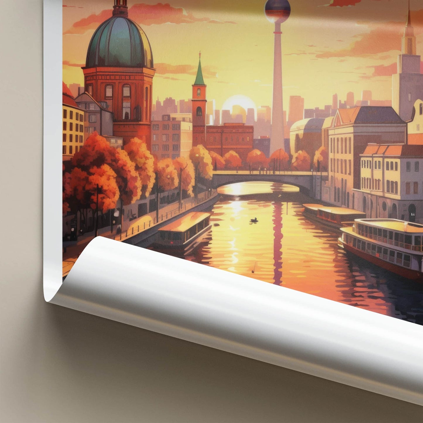 Berlin Poster - Germany Framed Art - City Skyline Sunset Wall Decor