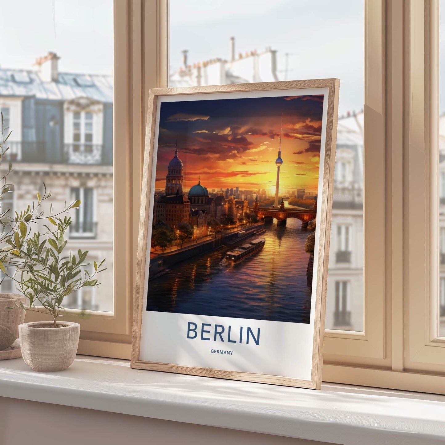Berlin Poster - Germany Framed Print - Urban Sunset Glow Lounge Decor