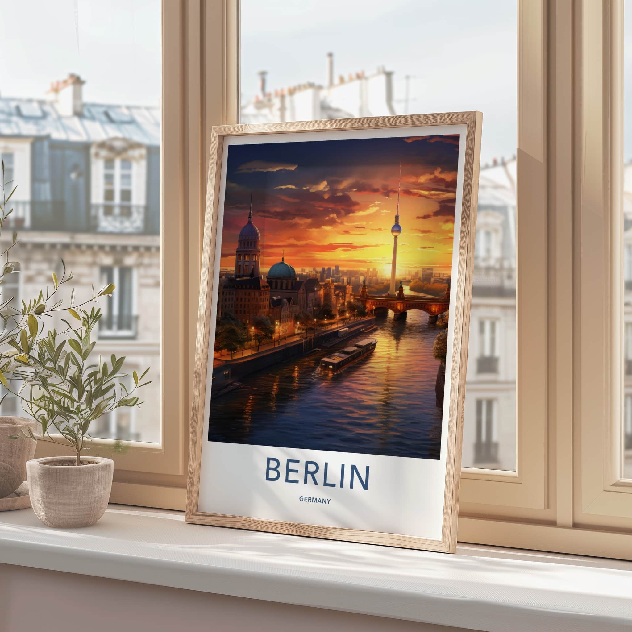 Berlin Poster - Germany Framed Print - Urban Sunset Glow Lounge Decor