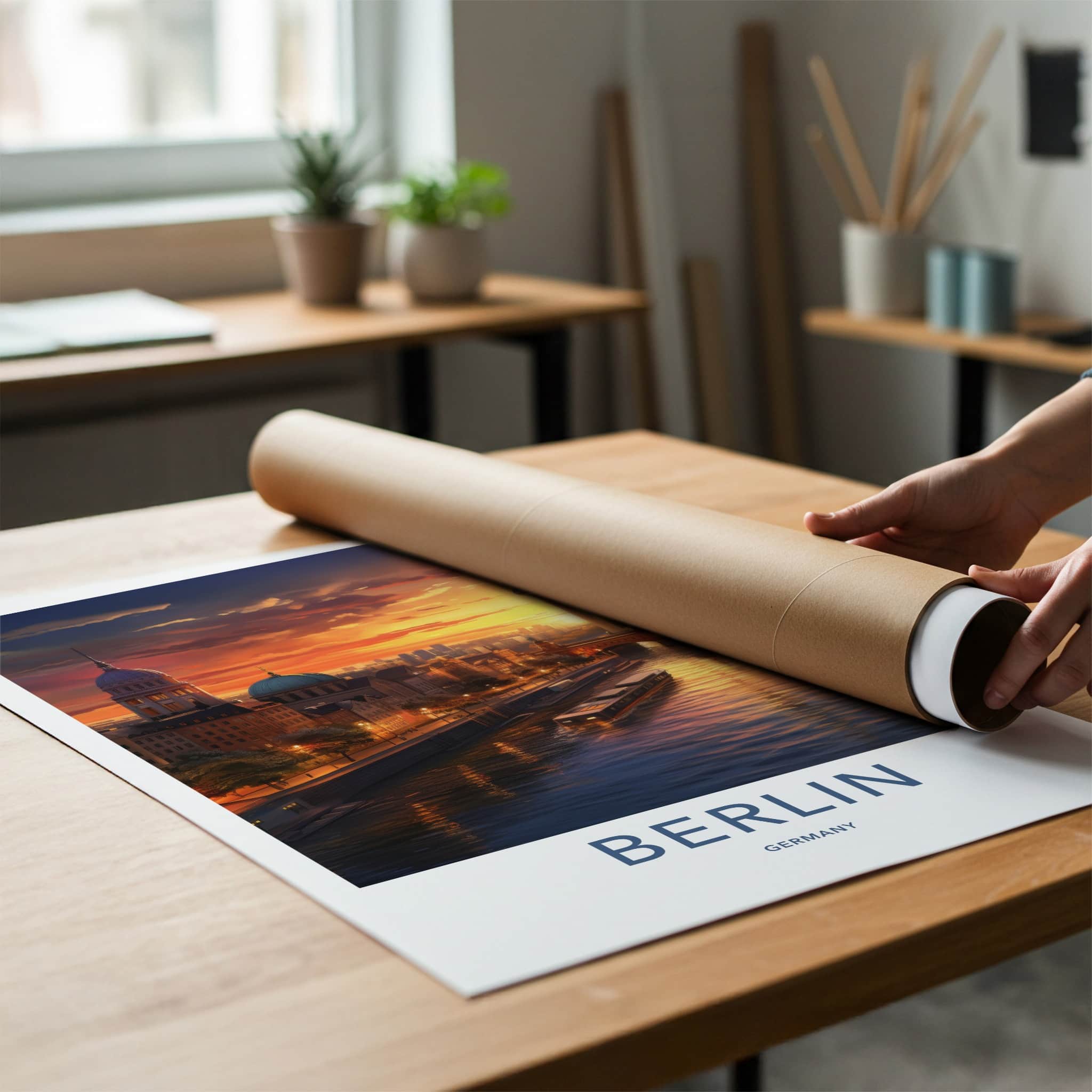 Berlin Poster - Germany Framed Print - Urban Sunset Glow Lounge Decor
