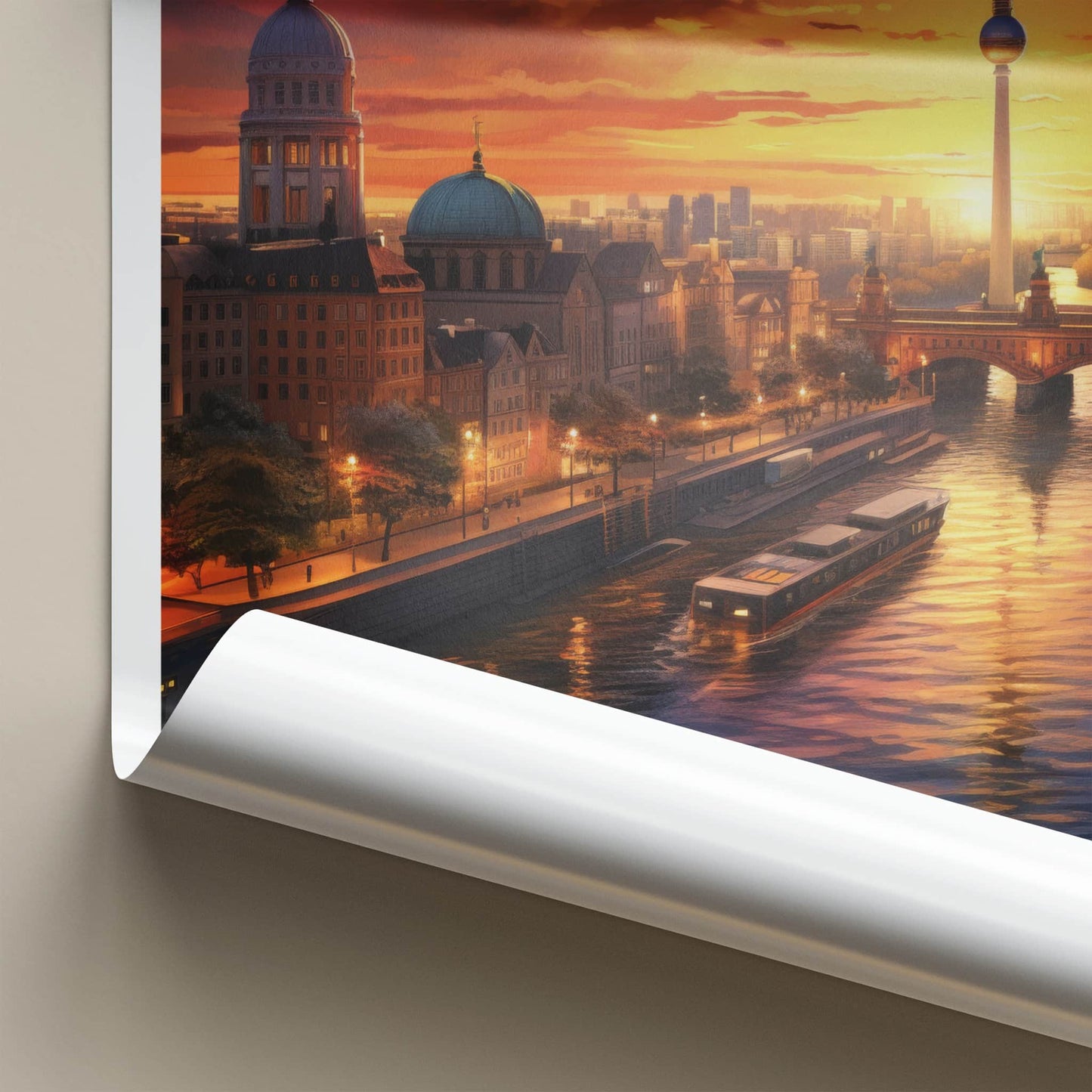 Berlin Poster - Germany Framed Print - Urban Sunset Glow Lounge Decor