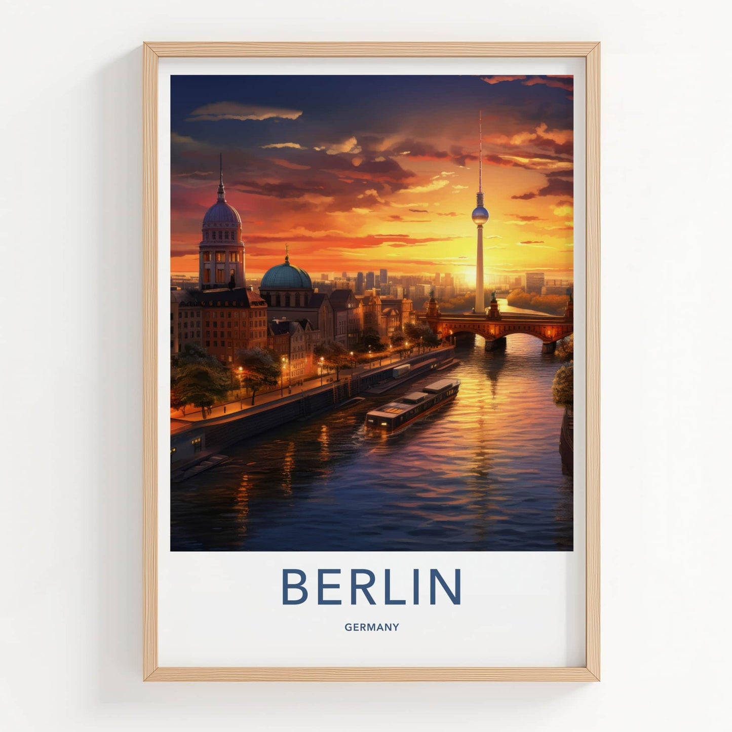 Berlin Poster - Germany Framed Print - Urban Sunset Glow Lounge Decor