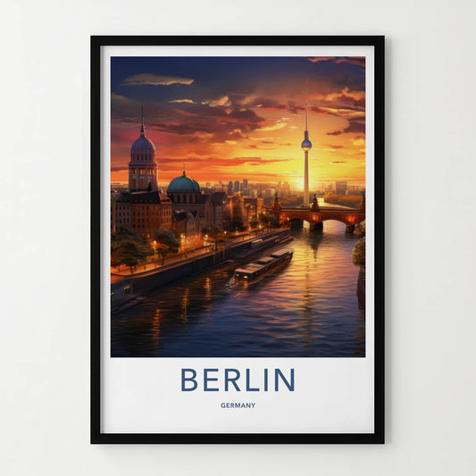 Berlin Poster - Germany Framed Print - Urban Sunset Glow Lounge Decor