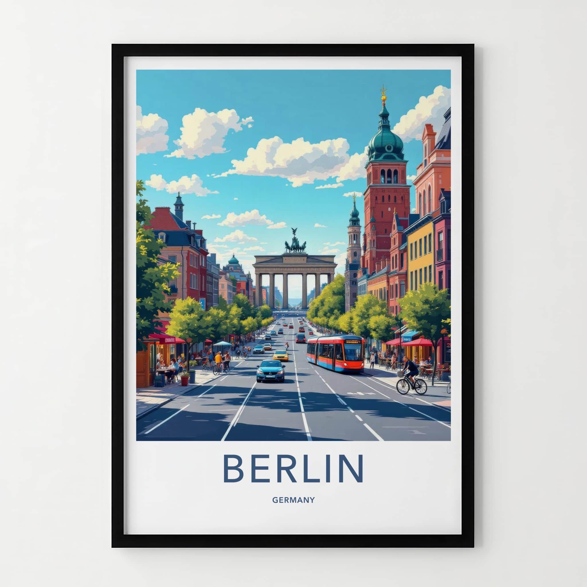 Berlin Poster - Germany Travel Art - Brandenburg Gate Street Home Decor