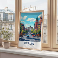 Berlin Poster - Germany Travel Art - Brandenburg Gate Street Home Decor