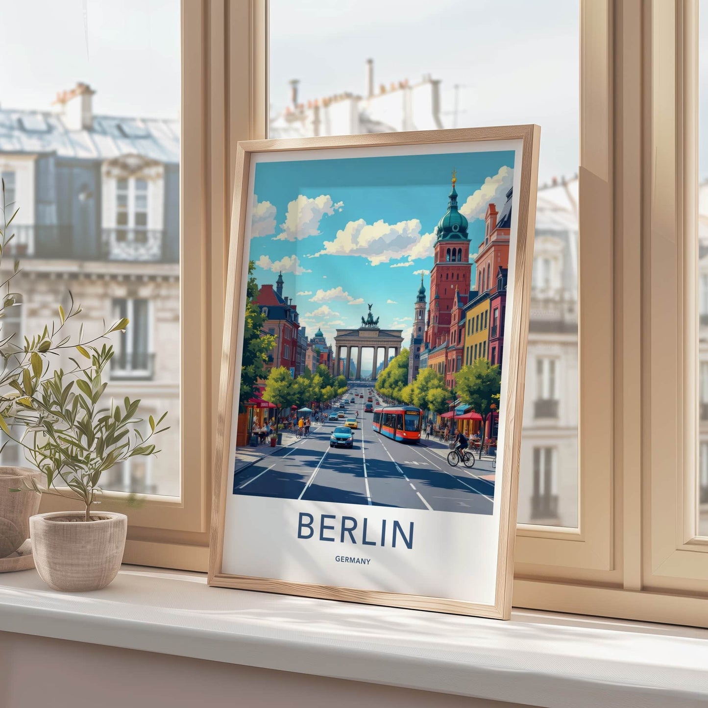 Berlin Poster - Germany Travel Art - Brandenburg Gate Street Home Decor
