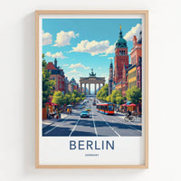 Berlin Poster - Germany Travel Art - Brandenburg Gate Street Home Decor