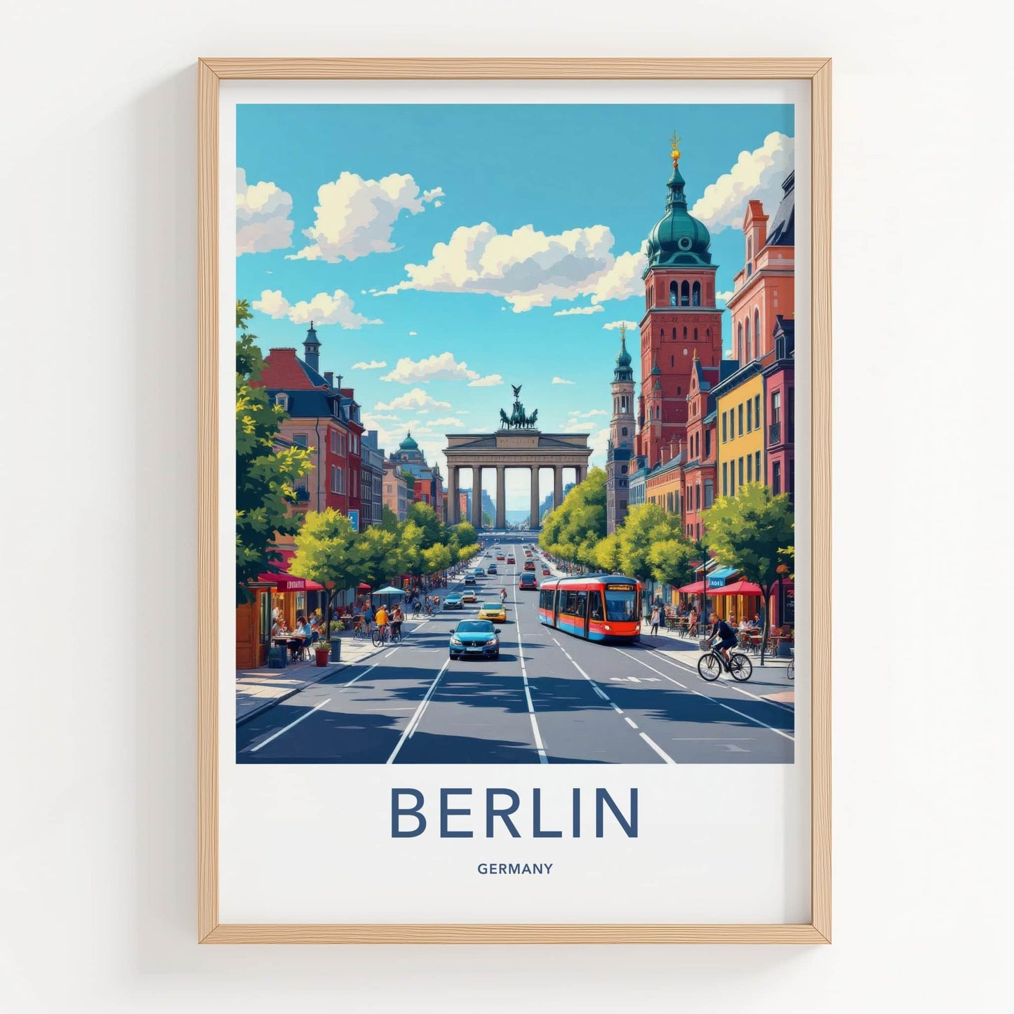 Berlin Poster - Germany Travel Art - Brandenburg Gate Street Home Decor