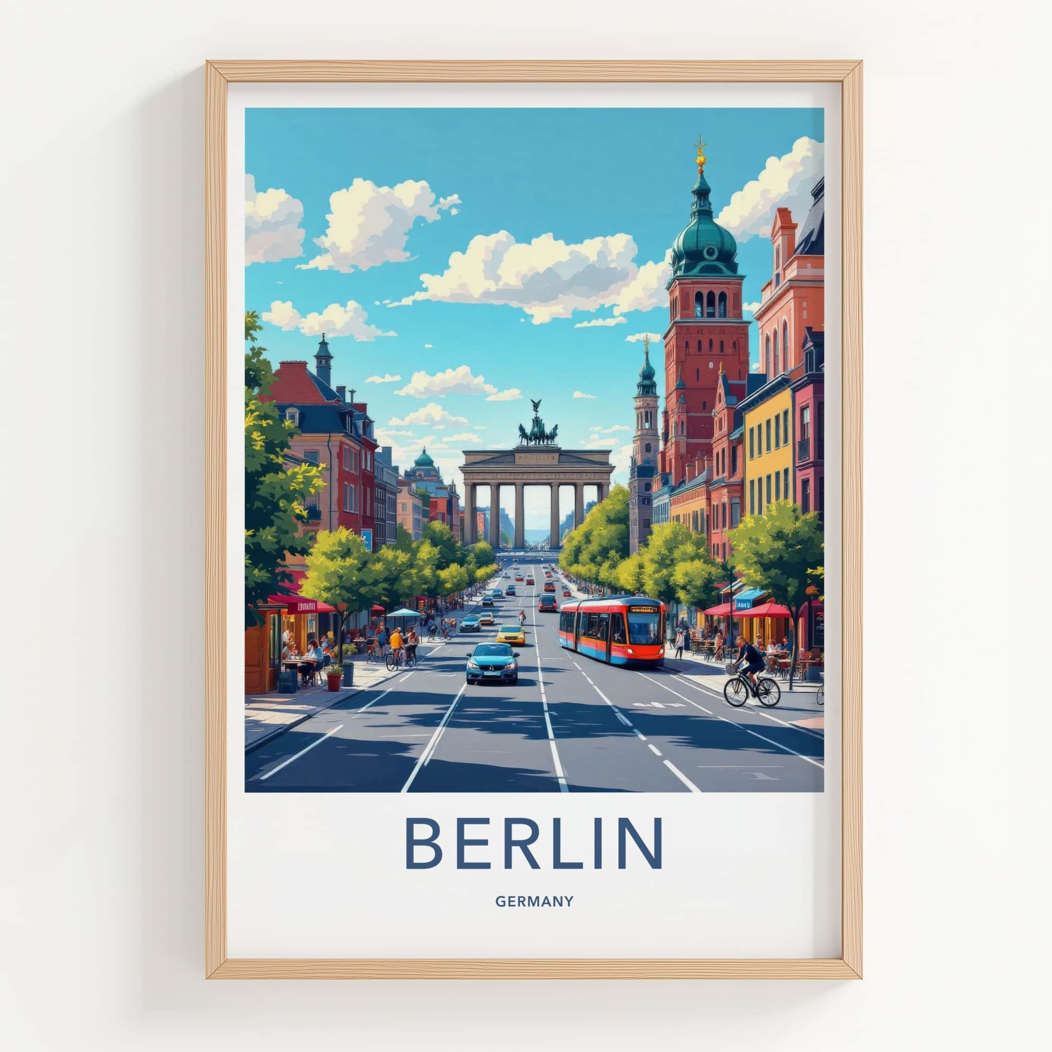 Berlin Poster - Germany Travel Art - Brandenburg Gate Street Home Decor