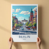 Berlin Poster - Germany Travel Art - Brandenburg Gate Street Home Decor