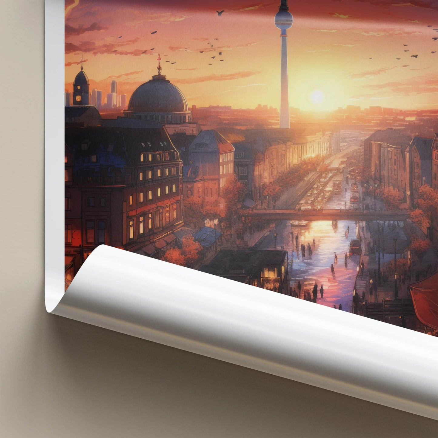 Berlin Poster - Germany Travel Art - City Sunset Tower Home Decor