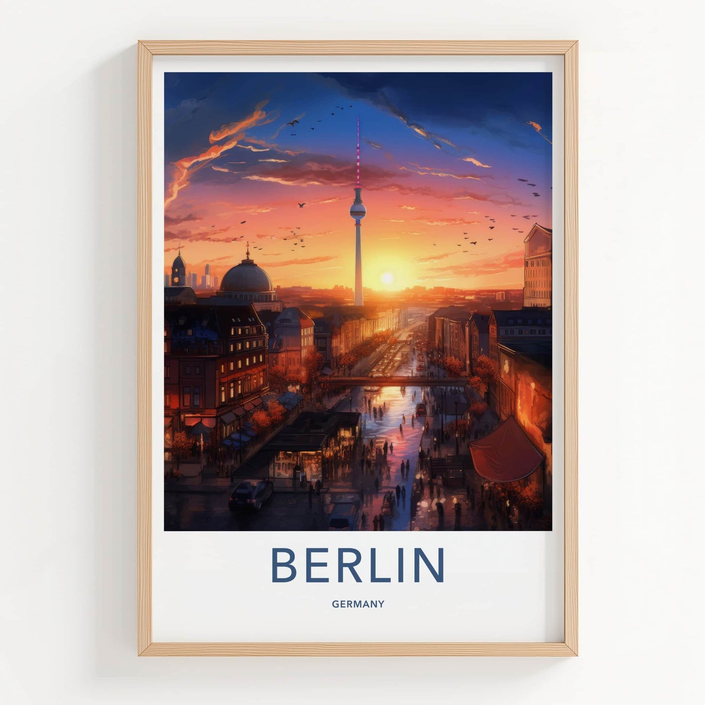 Berlin Poster - Germany Travel Art - City Sunset Tower Home Decor