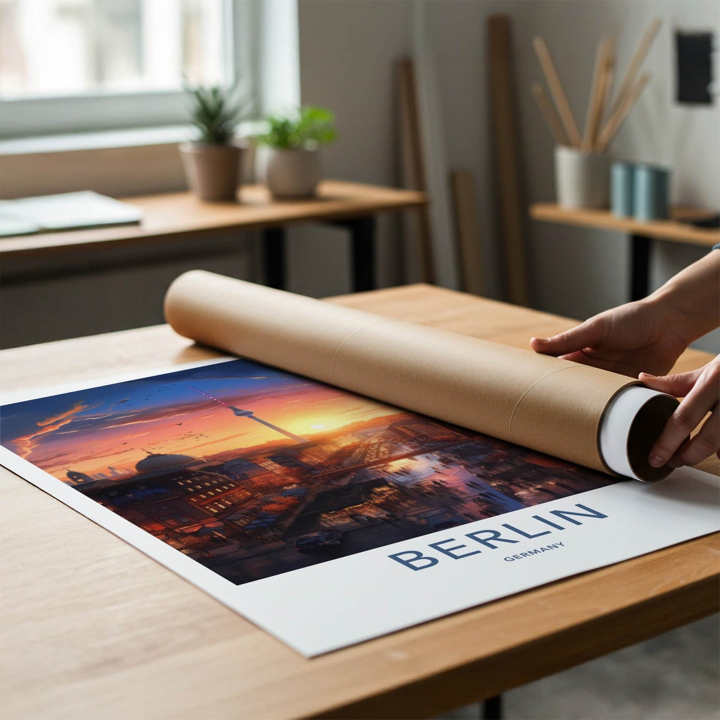 Berlin Poster - Germany Travel Art - City Sunset Tower Home Decor