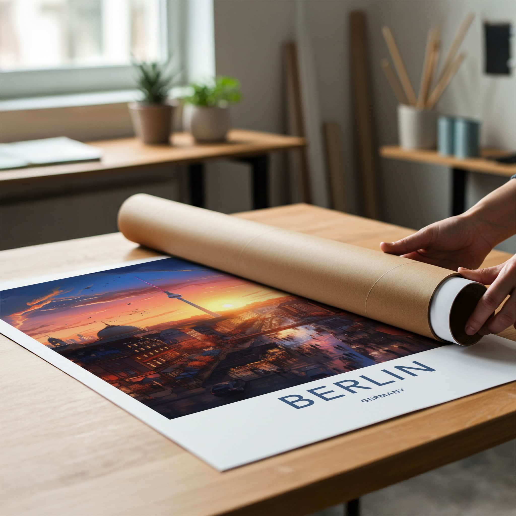 Berlin Poster - Germany Travel Art - City Sunset Tower Home Decor