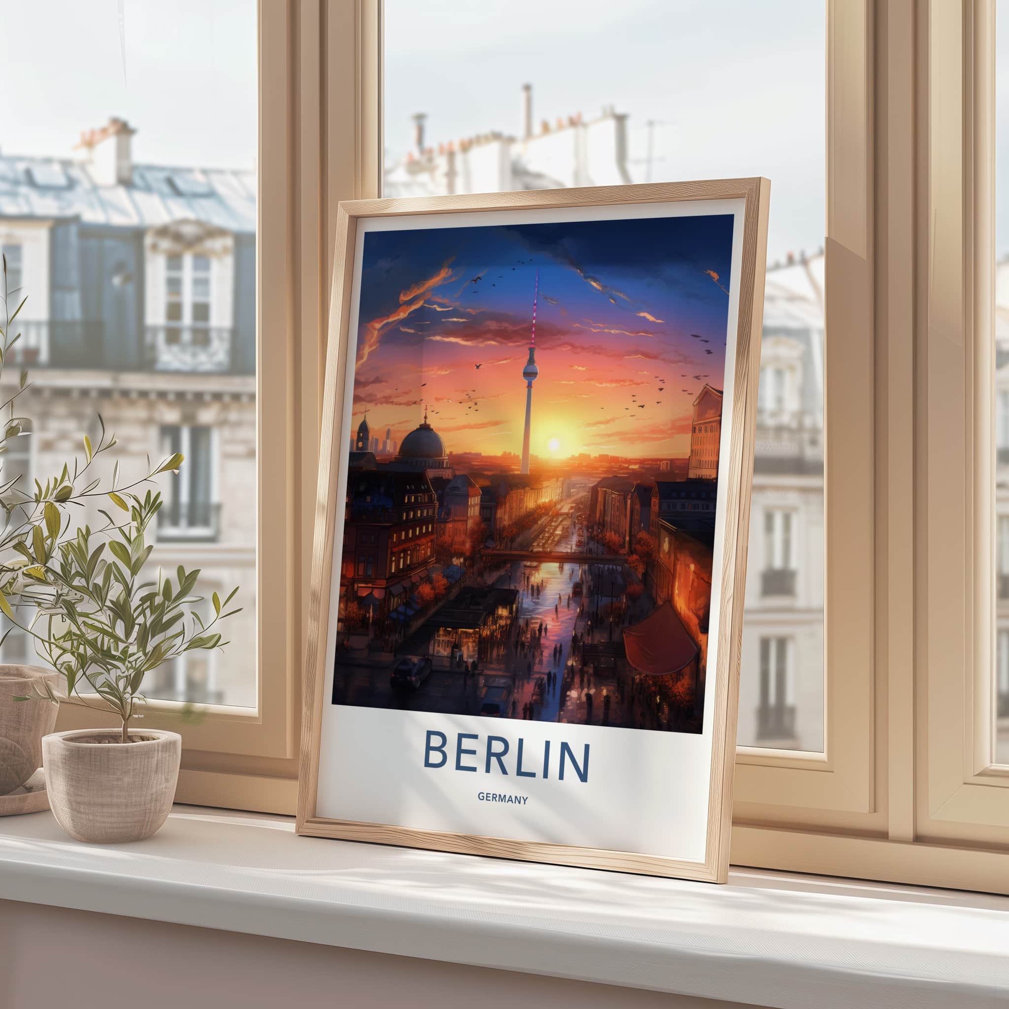 Berlin Poster - Germany Travel Art - City Sunset Tower Home Decor