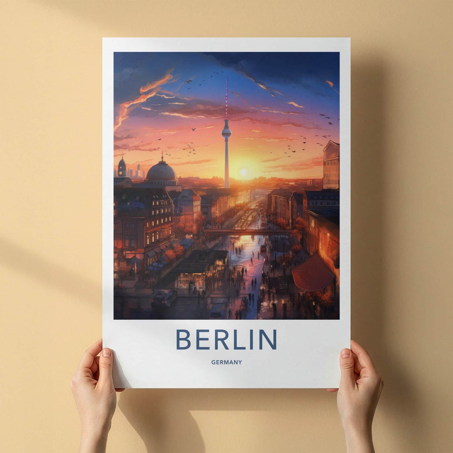 Berlin Poster - Germany Travel Art - City Sunset Tower Home Decor