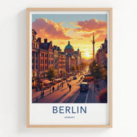 Berlin Poster - Germany Travel Art - Historic City Sunset Home Decor