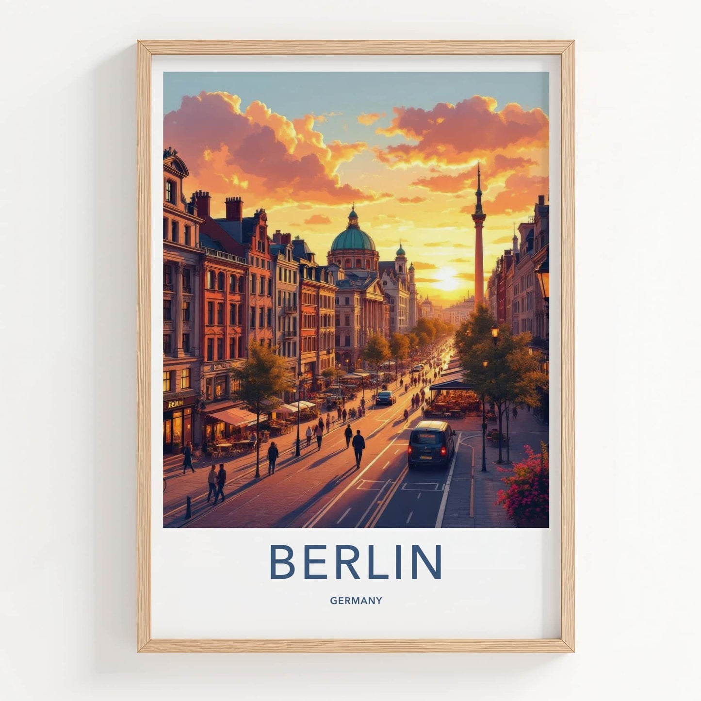 Berlin Poster - Germany Travel Art - Historic City Sunset Home Decor