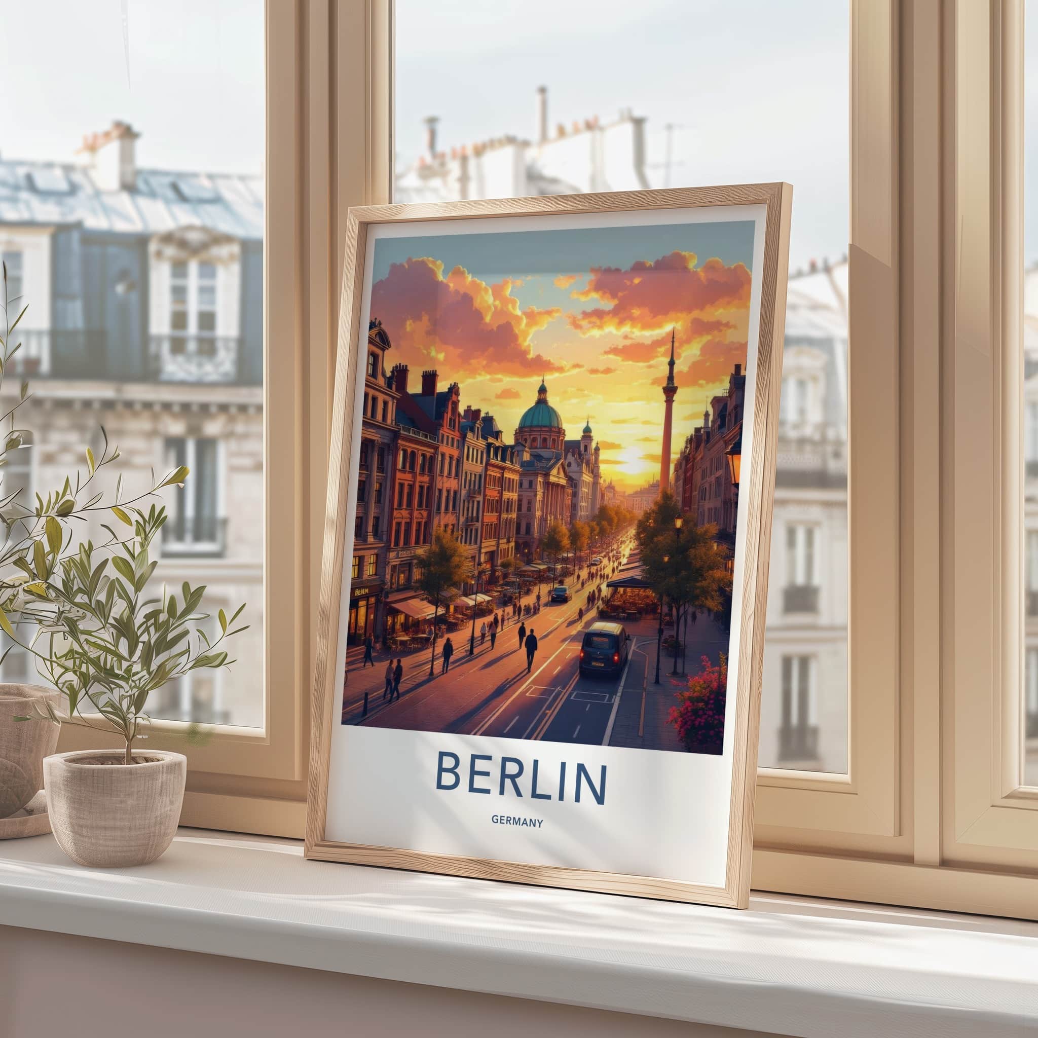 Berlin Poster - Germany Travel Art - Historic City Sunset Home Decor