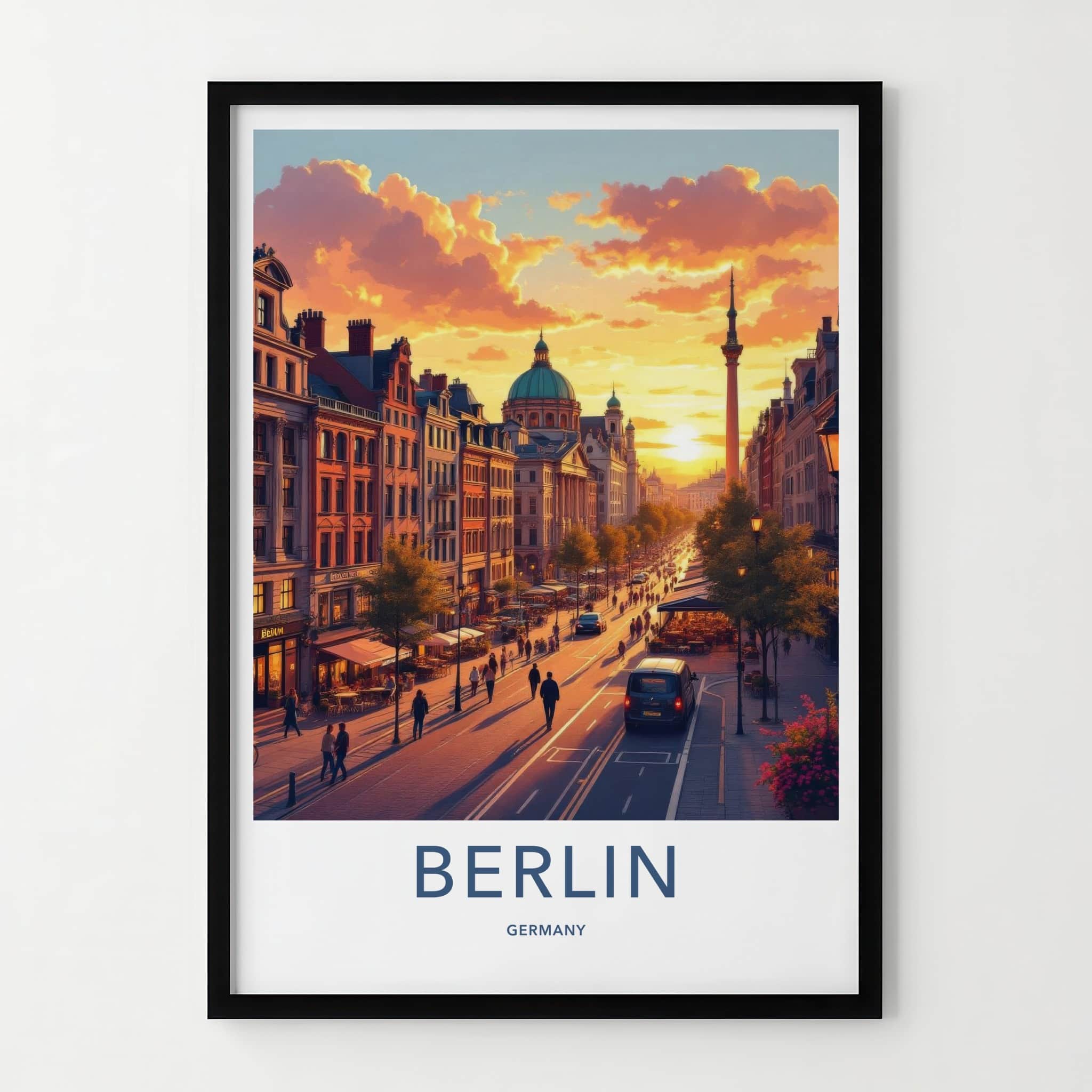 Berlin Poster - Germany Travel Art - Historic City Sunset Home Decor