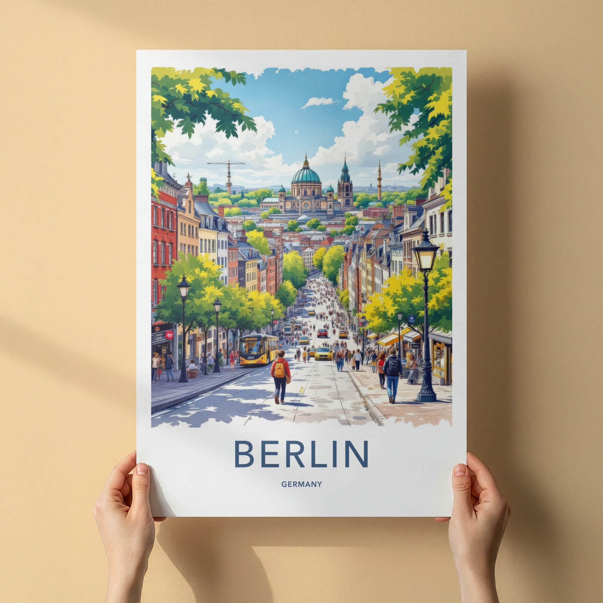 Berlin Poster - Germany Travel Art - Lively Cityscape Street Home Decor