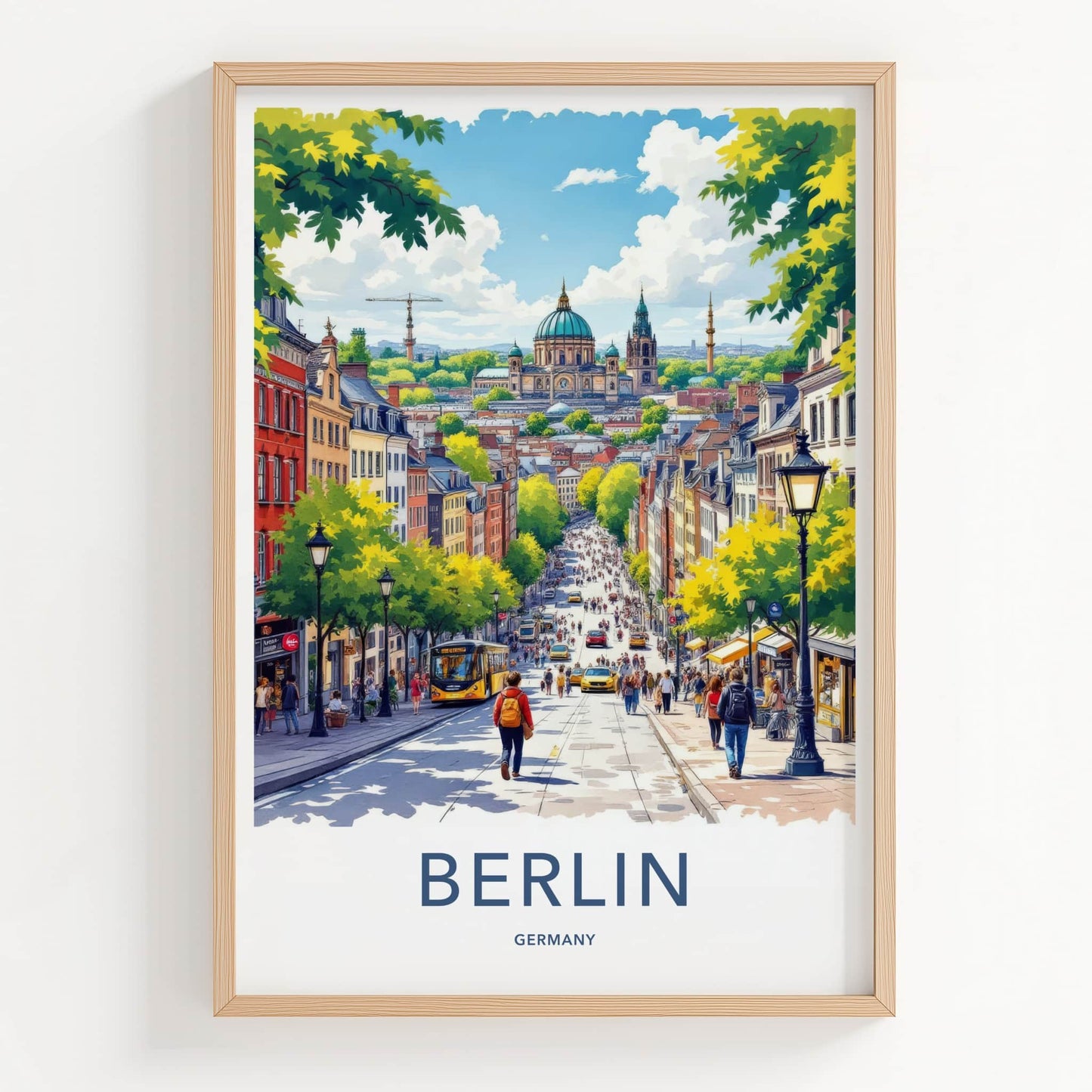 Berlin Poster - Germany Travel Art - Lively Cityscape Street Home Decor