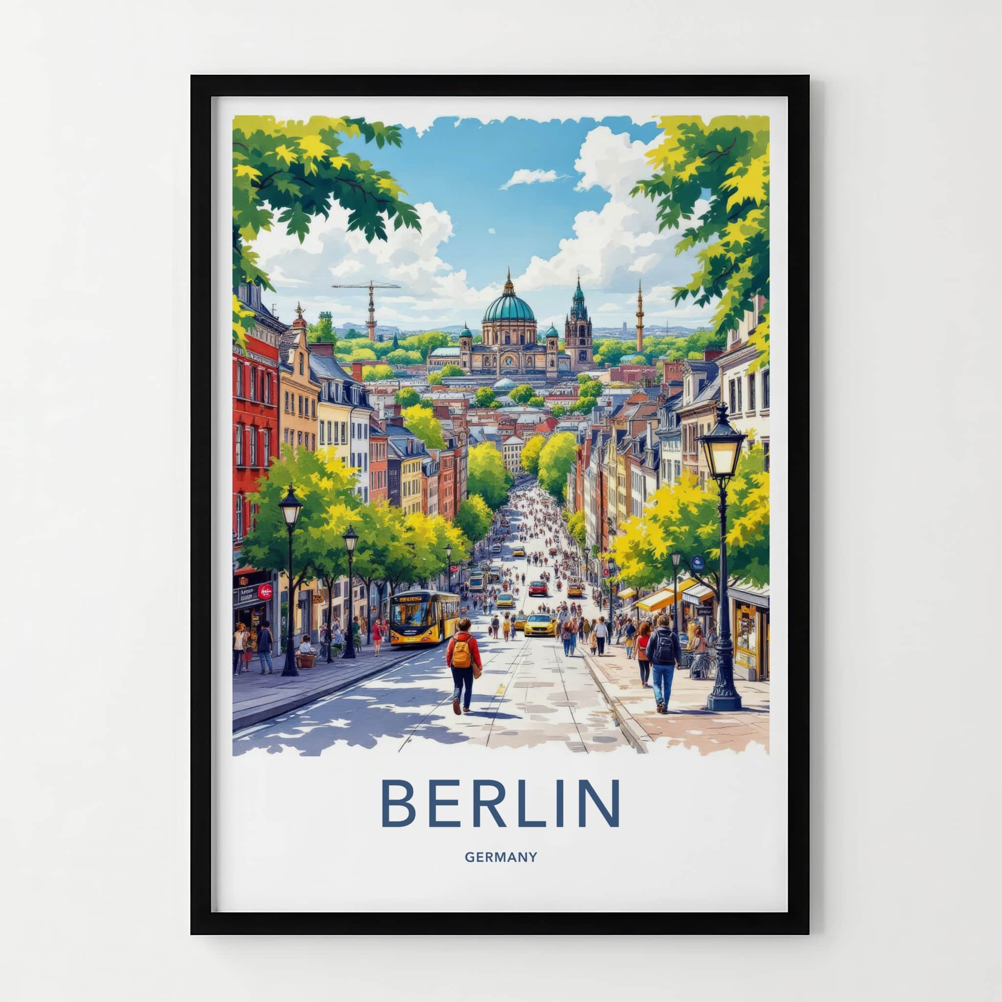 Berlin Poster - Germany Travel Art - Lively Cityscape Street Home Decor