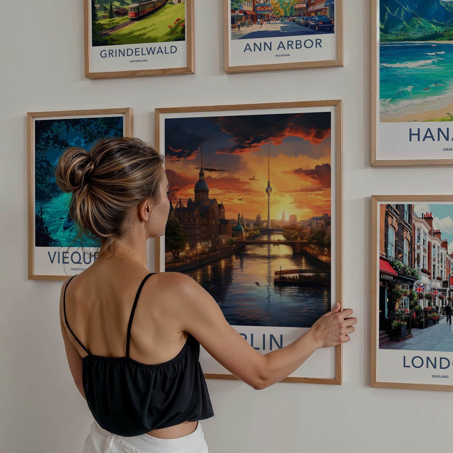 Berlin Poster - Germany Travel Art - Riverside City Sunset Wall Decor