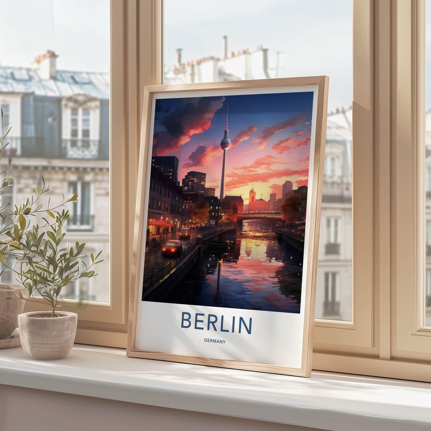 Berlin Poster - Germany Travel Art - Vibrant Sunset Reflections Home Decor
